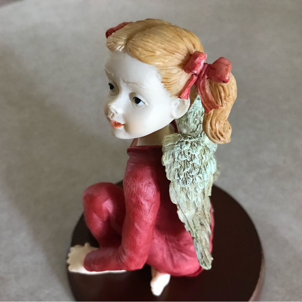 Charming Angel Figurine in Red Attire - Picture 6 of 10